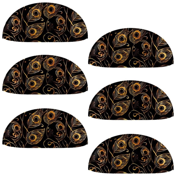 PhooArto 6 Pcs Cup Drawer Pulls, Peacock Feather Golden Pattern Shell Shape Handles Cabinet Knobs for Dresser Cupboard Closet Wardrobe with Screws