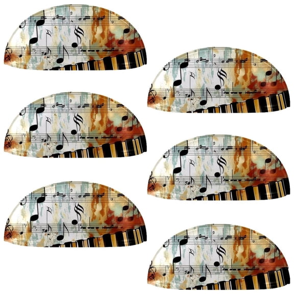 PhooArto 6 Pcs Cup Drawer Pulls, Piano Music Notes Print Shell Shape Handles Cabinet Knobs for Dresser Cupboard Closet Wardrobe with Screws