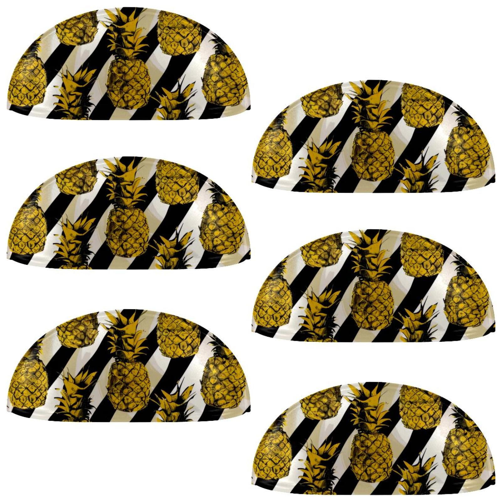 PhooArto 6 Pcs Cup Drawer Pulls, Pineapple Stripes Pattern Shell Shape Handles Cabinet Knobs for Dresser Cupboard Closet Wardrobe with Screws
