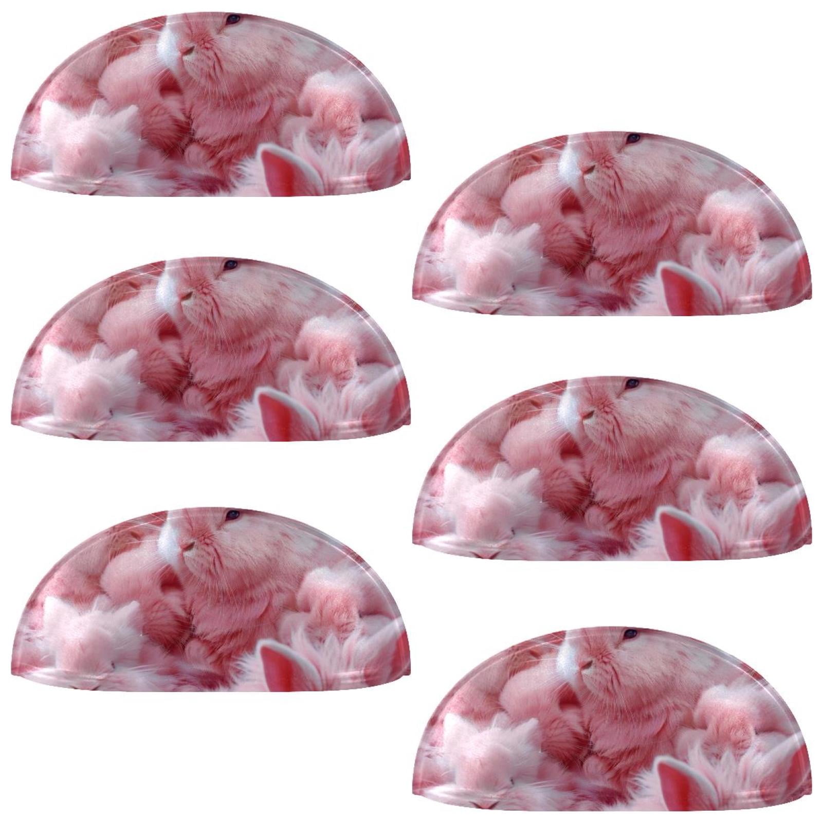 PhooArto 6 Pcs Cup Drawer Pulls, Pink Bunny Rabbit Shell Shape Handles Cabinet Knobs for Dresser Cupboard Closet Wardrobe with Screws