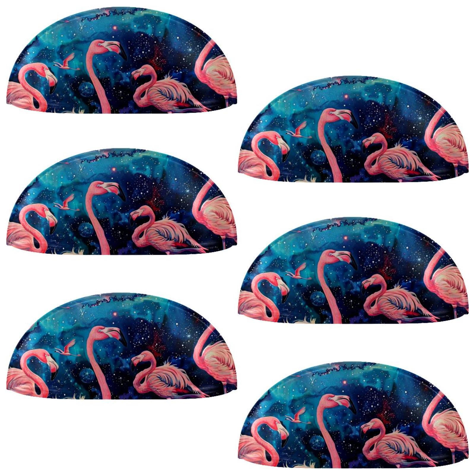 PhooArto 6 Pcs Cup Drawer Pulls, Pink Flamingo Galaxy Space Shell Shape Handles Cabinet Knobs for Dresser Cupboard Closet Wardrobe with Screws