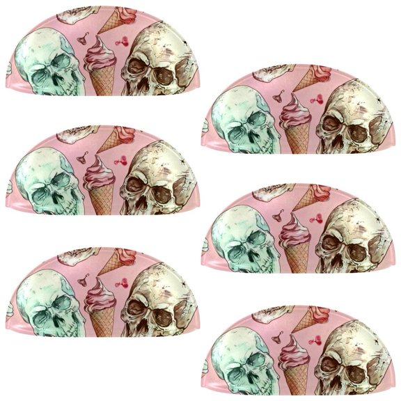 PhooArto 6 Pcs Cup Drawer Pulls, Pink Ice Cream Skull Pattern Shell Shape Handles Cabinet Knobs for Dresser Cupboard Closet Wardrobe with Screws