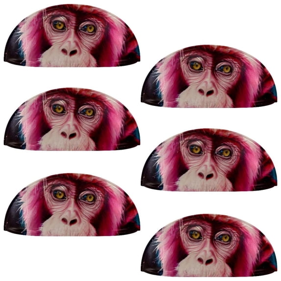 PhooArto 6 Pcs Cup Drawer Pulls, Pink Monkey Painting Shell Shape Handles Cabinet Knobs for Dresser Cupboard Closet Wardrobe with Screws