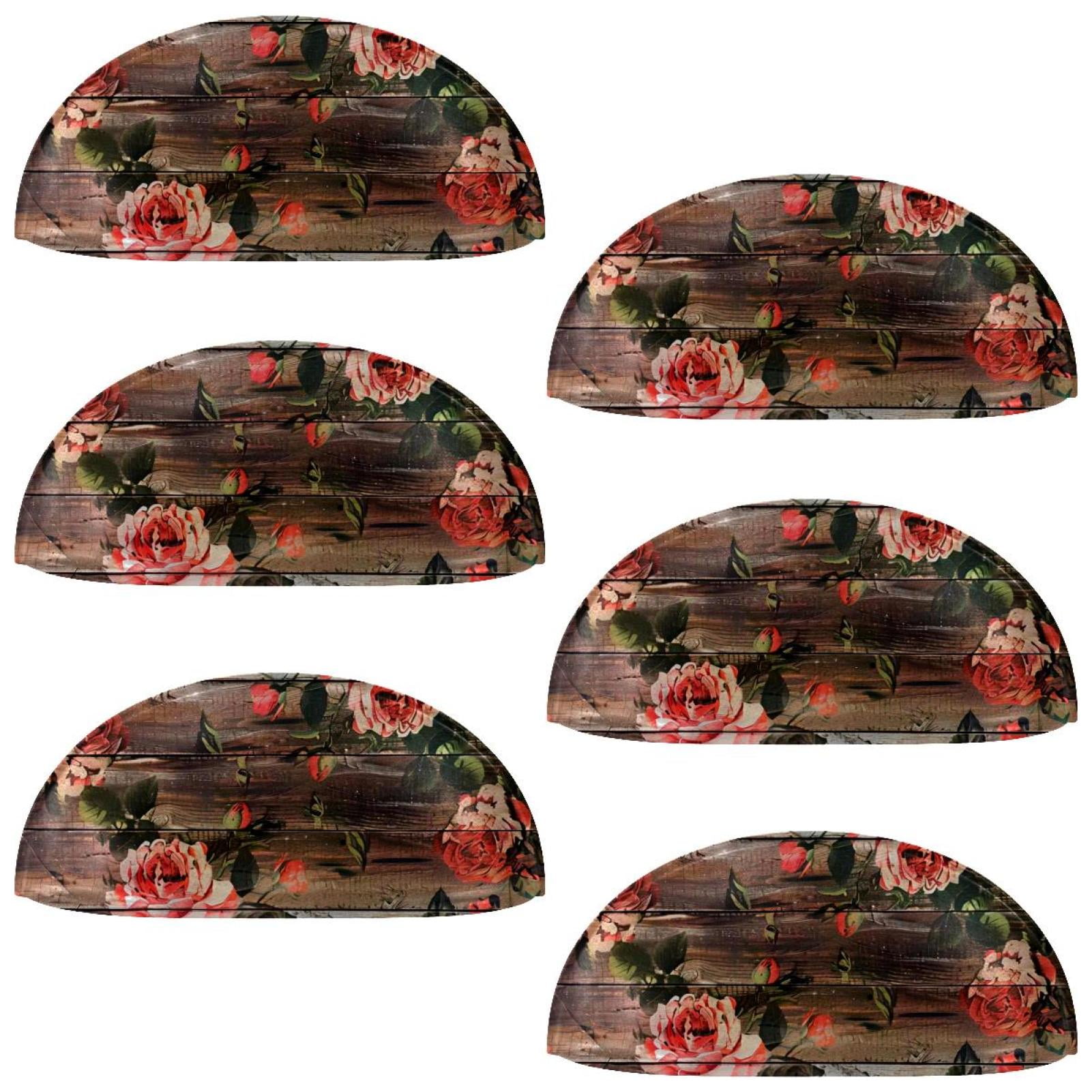 PhooArto 6 Pcs Cup Drawer Pulls, Pink Rose on Wooden Shell Shape Handles Cabinet Knobs for Dresser Cupboard Closet Wardrobe with Screws