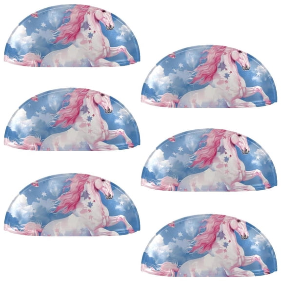 PhooArto 6 Pcs Cup Drawer Pulls, Pink Unicorns Star Pattern Shell Shape Handles Cabinet Knobs for Dresser Cupboard Closet Wardrobe with Screws