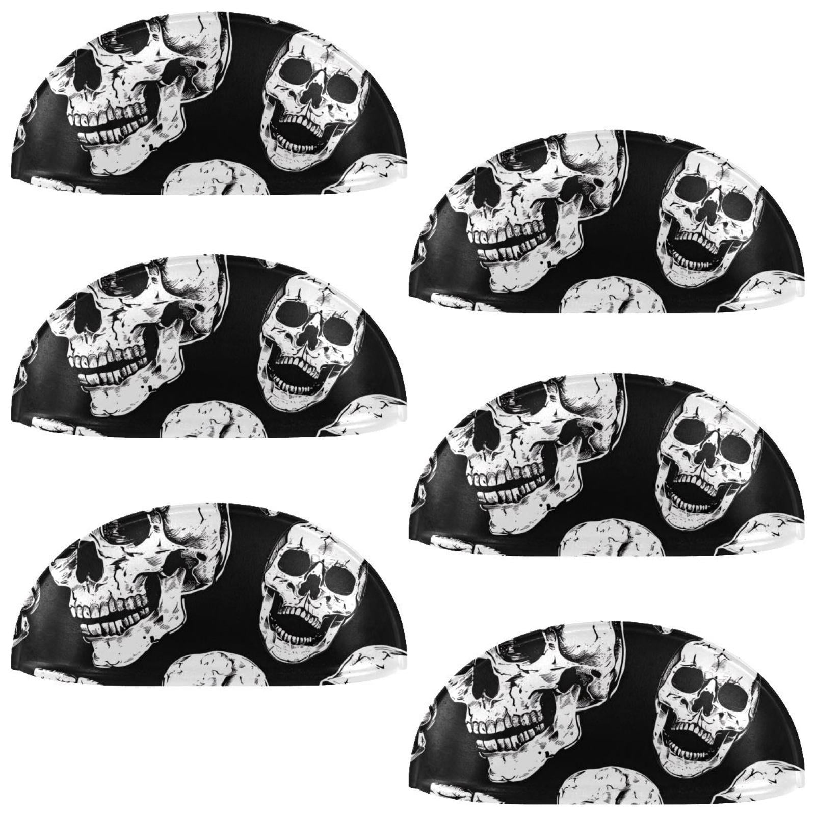 PhooArto 6 Pcs Cup Drawer Pulls, Pizza Skull Pattern Shell Shape Handles Cabinet Knobs for Dresser Cupboard Closet Wardrobe with Screws