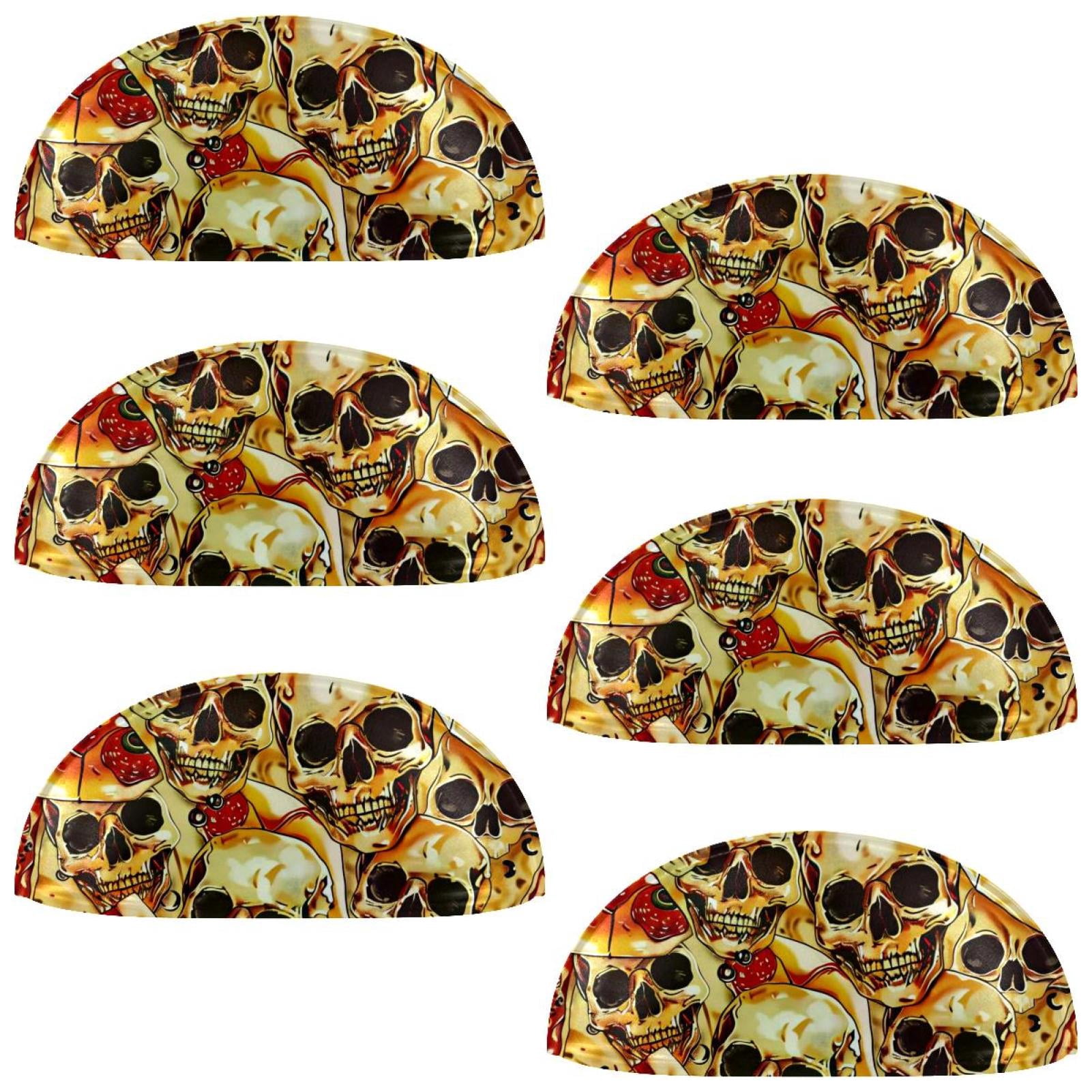 PhooArto 6 Pcs Cup Drawer Pulls, Pizzas Skulls Pattern Shell Shape Handles Cabinet Knobs for Dresser Cupboard Closet Wardrobe with Screws
