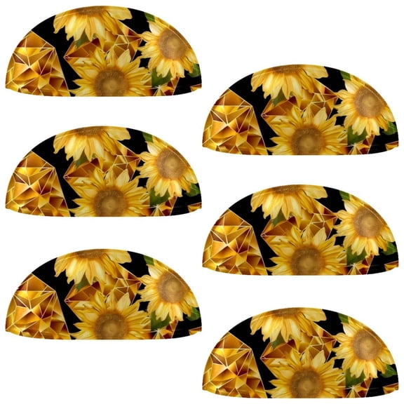 PhooArto 6 Pcs Cup Drawer Pulls, Polygonal Sunflowers Golden Pattern Shell Shape Handles Cabinet Knobs for Dresser Cupboard Closet Wardrobe with Screws