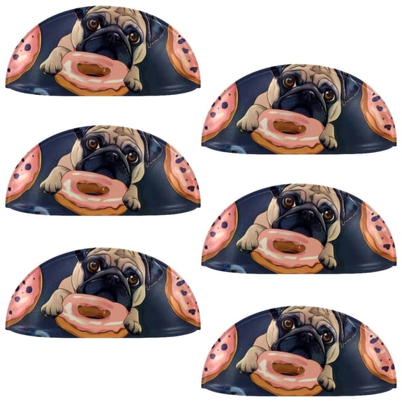 PhooArto 6 Pcs Cup Drawer Pulls, Pug Dog Eating Donuts Pattern Shell Shape Handles Cabinet Knobs for Dresser Cupboard Closet Wardrobe with Screws