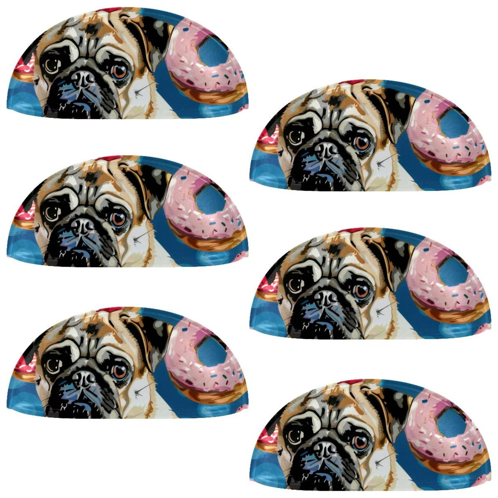 PhooArto 6 Pcs Cup Drawer Pulls, Pug Dog Pink Donuts Shell Shape Handles Cabinet Knobs for Dresser Cupboard Closet Wardrobe with Screws