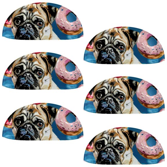 PhooArto 6 Pcs Cup Drawer Pulls, Pug Dog Pink Donuts Shell Shape Handles Cabinet Knobs for Dresser Cupboard Closet Wardrobe with Screws