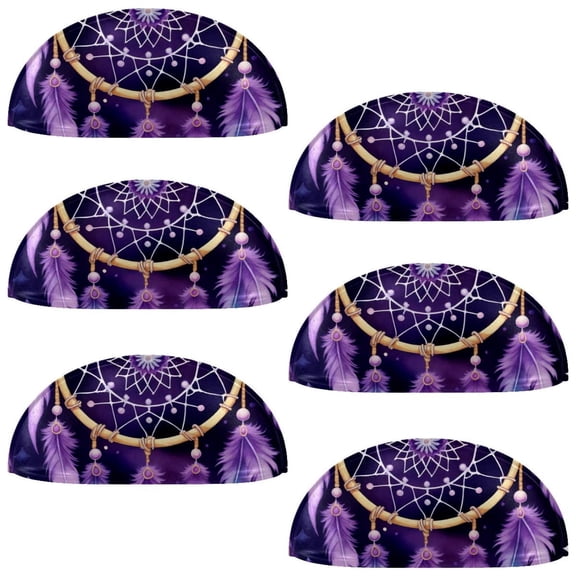 PhooArto 6 Pcs Cup Drawer Pulls, Purple Dream Catcher Pattern Shell Shape Handles Cabinet Knobs for Dresser Cupboard Closet Wardrobe with Screws