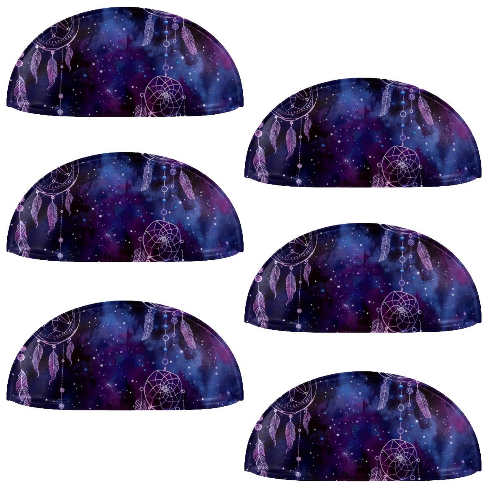 PhooArto 6 Pcs Cup Drawer Pulls, Purple Dreamcatcher Pattern Shell Shape Handles Cabinet Knobs for Dresser Cupboard Closet Wardrobe with Screws