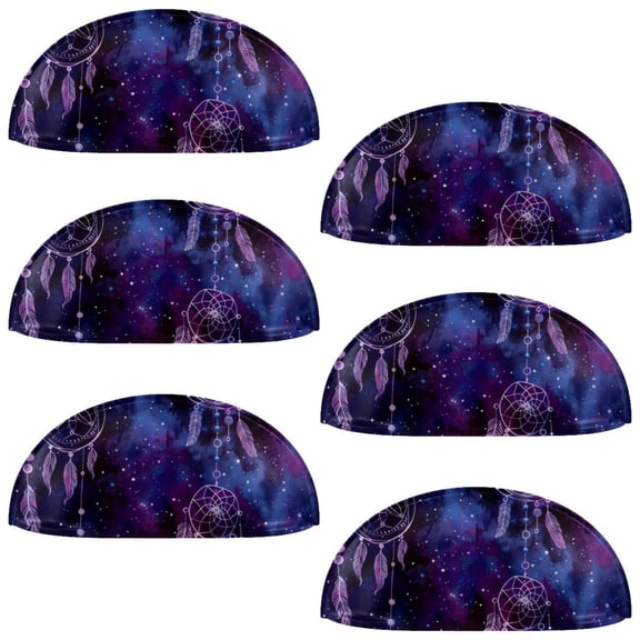 PhooArto 6 Pcs Cup Drawer Pulls, Purple Dreamcatcher Pattern Shell Shape Handles Cabinet Knobs for Dresser Cupboard Closet Wardrobe with Screws