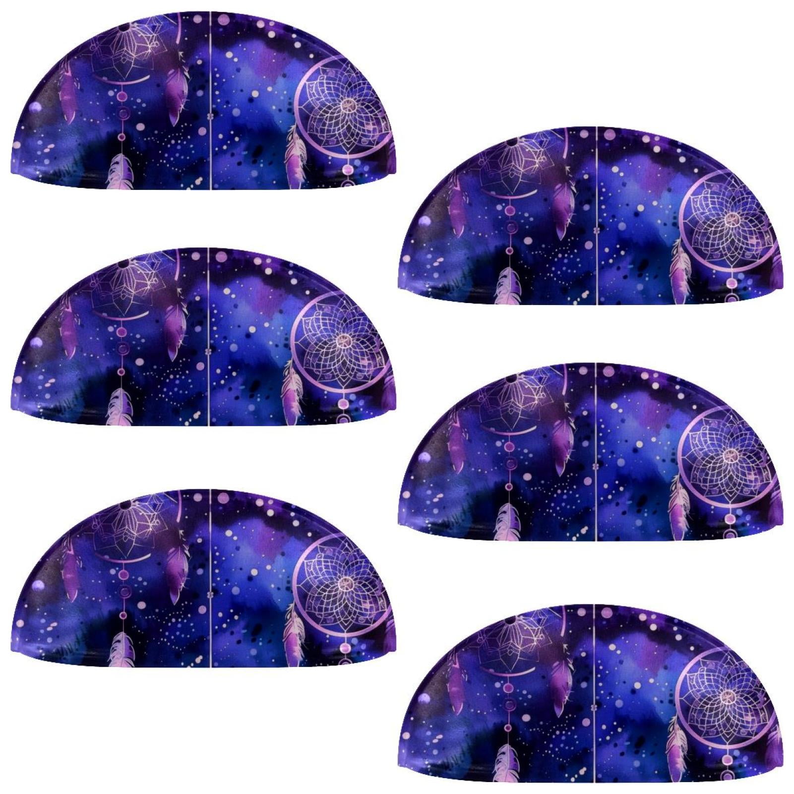 PhooArto 6 Pcs Cup Drawer Pulls, Purple Dreamcatcher Patterns Shell Shape Handles Cabinet Knobs for Dresser Cupboard Closet Wardrobe with Screws