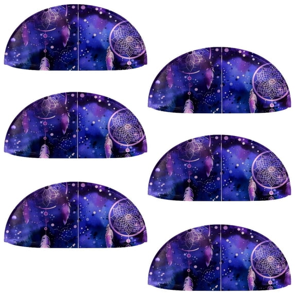 PhooArto 6 Pcs Cup Drawer Pulls, Purple Dreamcatcher Patterns Shell Shape Handles Cabinet Knobs for Dresser Cupboard Closet Wardrobe with Screws