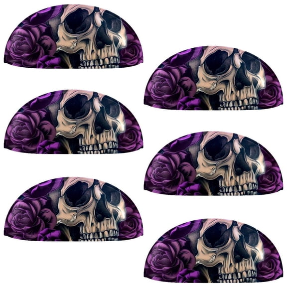 PhooArto 6 Pcs Cup Drawer Pulls, Purple Flower Skull Head Shell Shape Handles Cabinet Knobs for Dresser Cupboard Closet Wardrobe with Screws