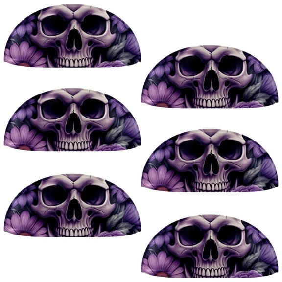 PhooArto 6 Pcs Cup Drawer Pulls, Purple Flower Skull Shell Shape Handles Cabinet Knobs for Dresser Cupboard Closet Wardrobe with Screws