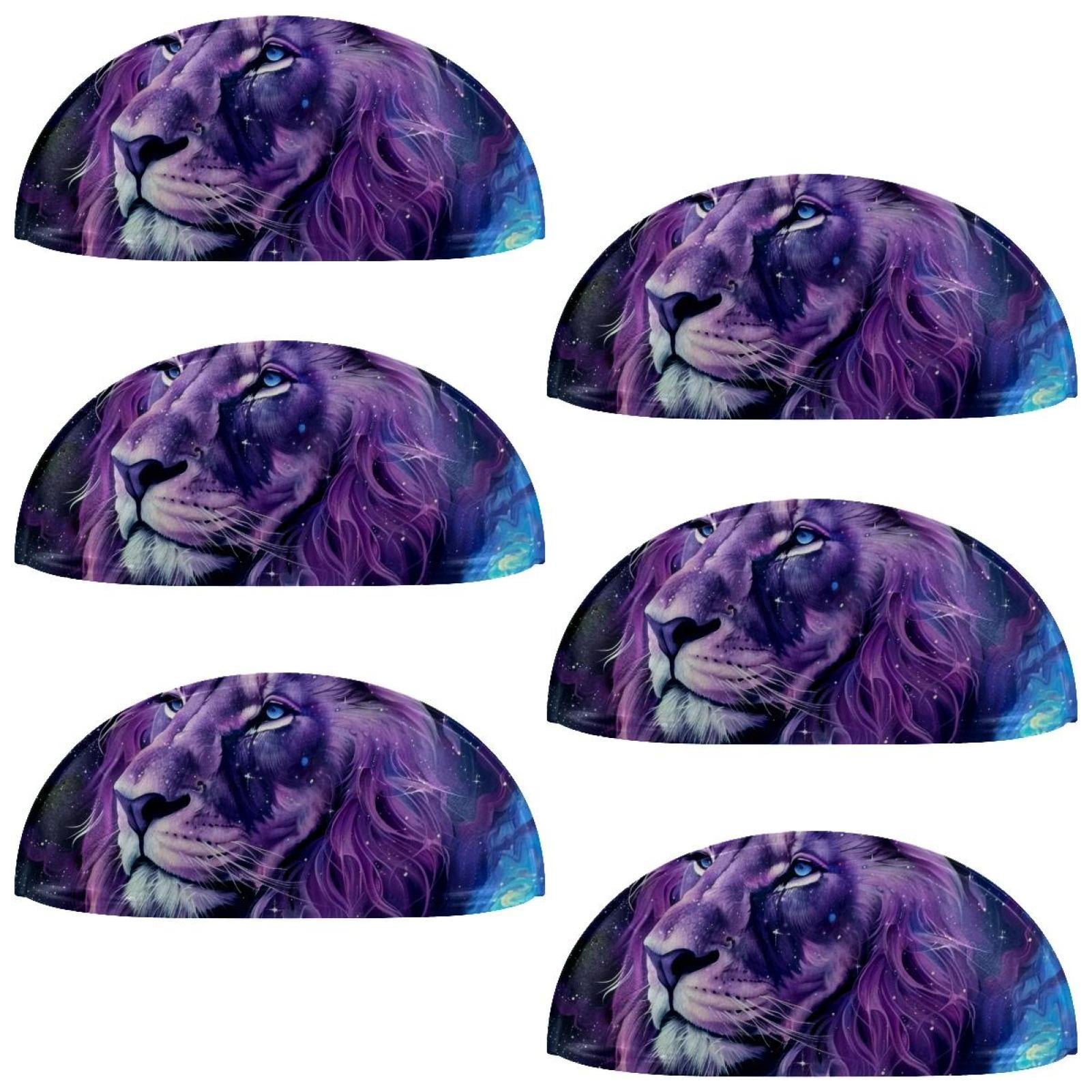 PhooArto 6 Pcs Cup Drawer Pulls, Purple Galaxy Lion Shell Shape Handles Cabinet Knobs for Dresser Cupboard Closet Wardrobe with Screws