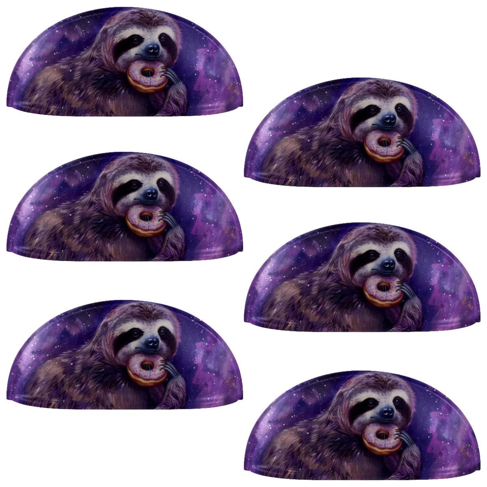 PhooArto 6 Pcs Cup Drawer Pulls, Purple Galaxy Sloth Donut Shell Shape Handles Cabinet Knobs for Dresser Cupboard Closet Wardrobe with Screws
