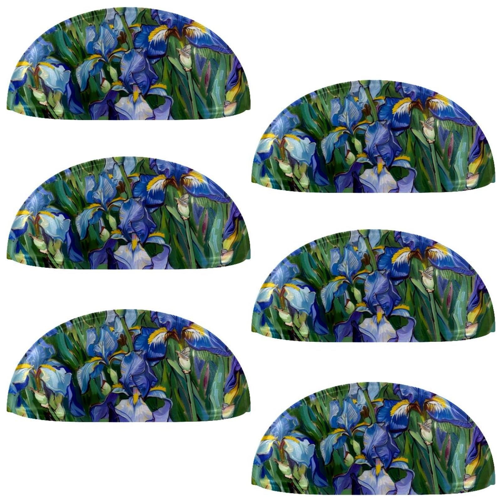 PhooArto 6 Pcs Cup Drawer Pulls, Purple Irises Watercolor Painting Shell Shape Handles Cabinet Knobs for Dresser Cupboard Closet Wardrobe with Screws