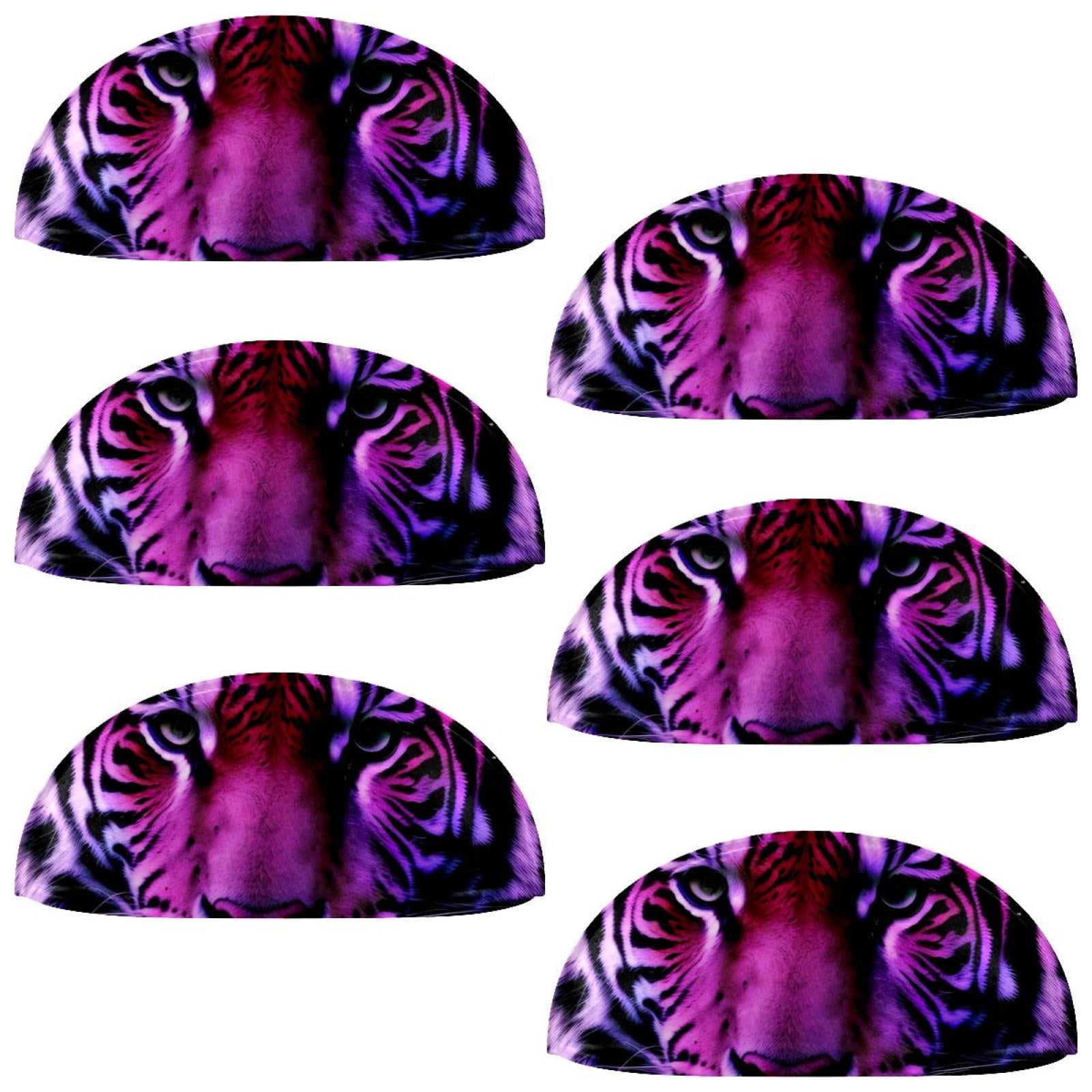 PhooArto 6 Pcs Cup Drawer Pulls, Purple Tiger Head Shell Shape Handles Cabinet Knobs for Dresser Cupboard Closet Wardrobe with Screws