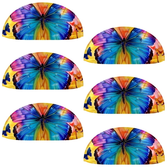 PhooArto 6 Pcs Cup Drawer Pulls, Rainbow Butterfly Colorful Shell Shape Handles Cabinet Knobs for Dresser Cupboard Closet Wardrobe with Screws