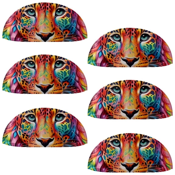 PhooArto 6 Pcs Cup Drawer Pulls, Rainbow Color Leopard Print Shell Shape Handles Cabinet Knobs for Dresser Cupboard Closet Wardrobe with Screws