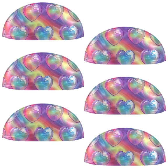 PhooArto 6 Pcs Cup Drawer Pulls, Rainbow Love Hearts Shell Shape Handles Cabinet Knobs for Dresser Cupboard Closet Wardrobe with Screws