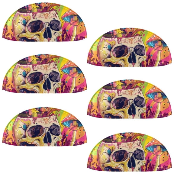 PhooArto 6 Pcs Cup Drawer Pulls, Rainbow Skull Mushrooms Shell Shape Handles Cabinet Knobs for Dresser Cupboard Closet Wardrobe with Screws