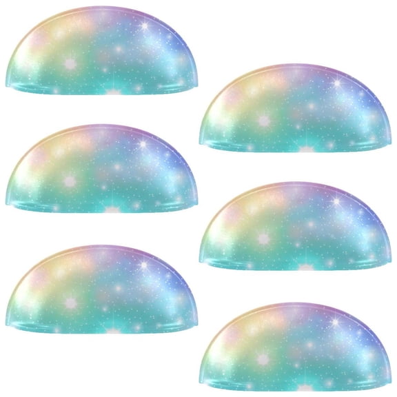 PhooArto 6 Pcs Cup Drawer Pulls, Rainbow Stars Pattern Shell Shape Handles Cabinet Knobs for Dresser Cupboard Closet Wardrobe with Screws