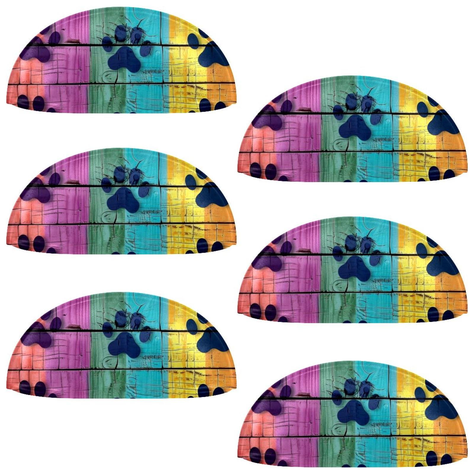 PhooArto 6 Pcs Cup Drawer Pulls, Rainbow Wooden Board Footprints Shell Shape Handles Cabinet Knobs for Dresser Cupboard Closet Wardrobe with Screws