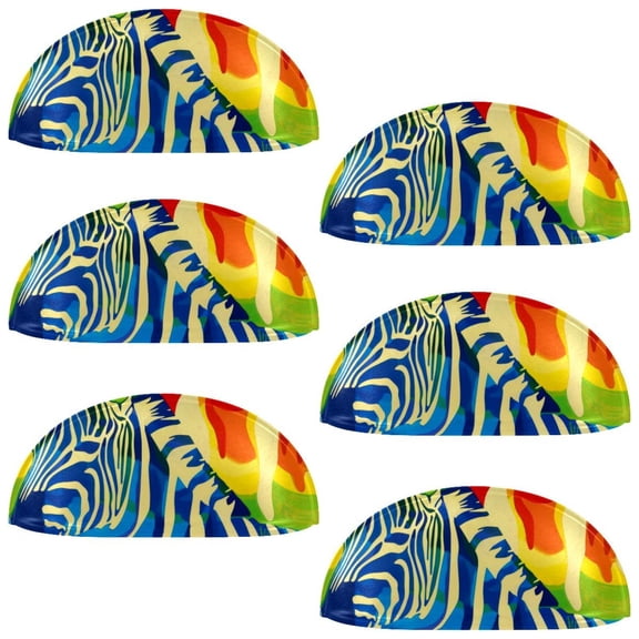 PhooArto 6 Pcs Cup Drawer Pulls, Rainbow Zebra Print Shell Shape Handles Cabinet Knobs for Dresser Cupboard Closet Wardrobe with Screws