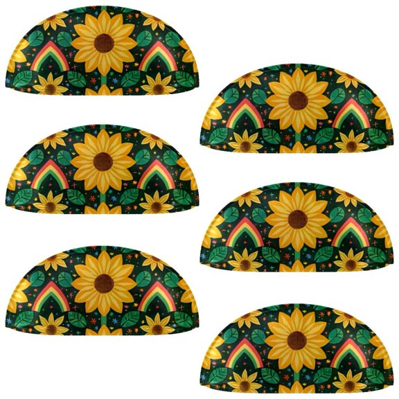 PhooArto 6 Pcs Cup Drawer Pulls, Rainbows Sunflower Pattern Shell Shape Handles Cabinet Knobs for Dresser Cupboard Closet Wardrobe with Screws