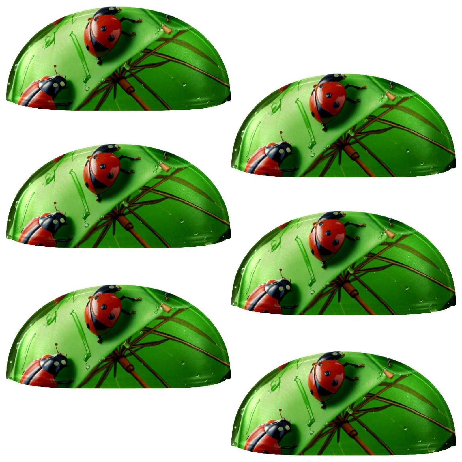 PhooArto 6 Pcs Cup Drawer Pulls, Rainy Day Ladybugs Umbrella Shell Shape Handles Cabinet Knobs for Dresser Cupboard Closet Wardrobe with Screws