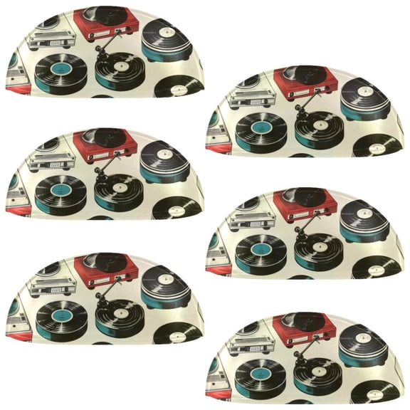 PhooArto 6 Pcs Cup Drawer Pulls, Record Player Patterns Shell Shape Handles Cabinet Knobs for Dresser Cupboard Closet Wardrobe with Screws
