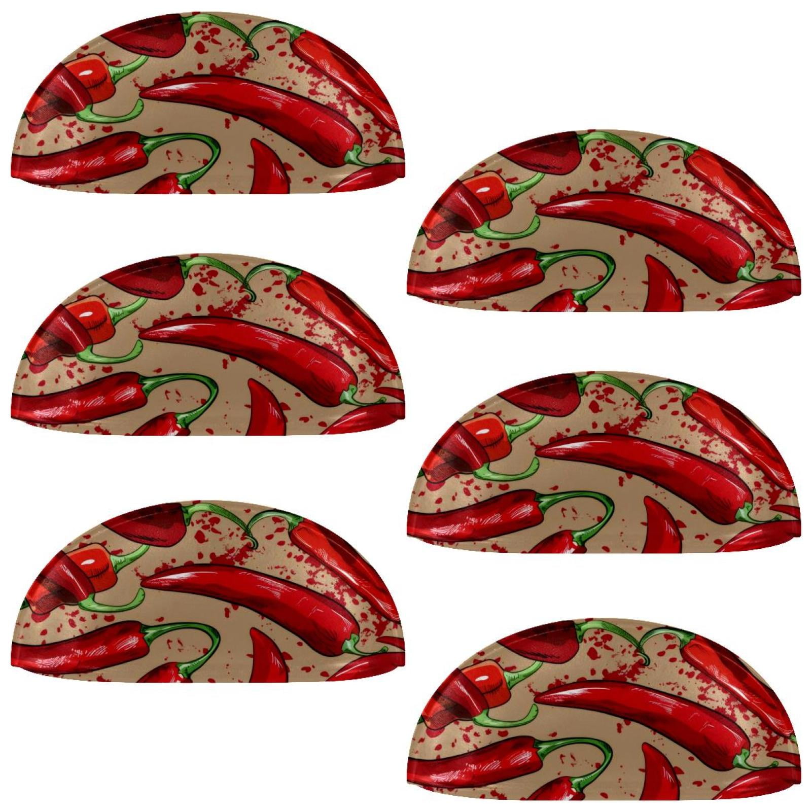 PhooArto 6 Pcs Cup Drawer Pulls, Red Chili Pattern Shell Shape Handles Cabinet Knobs for Dresser Cupboard Closet Wardrobe with Screws