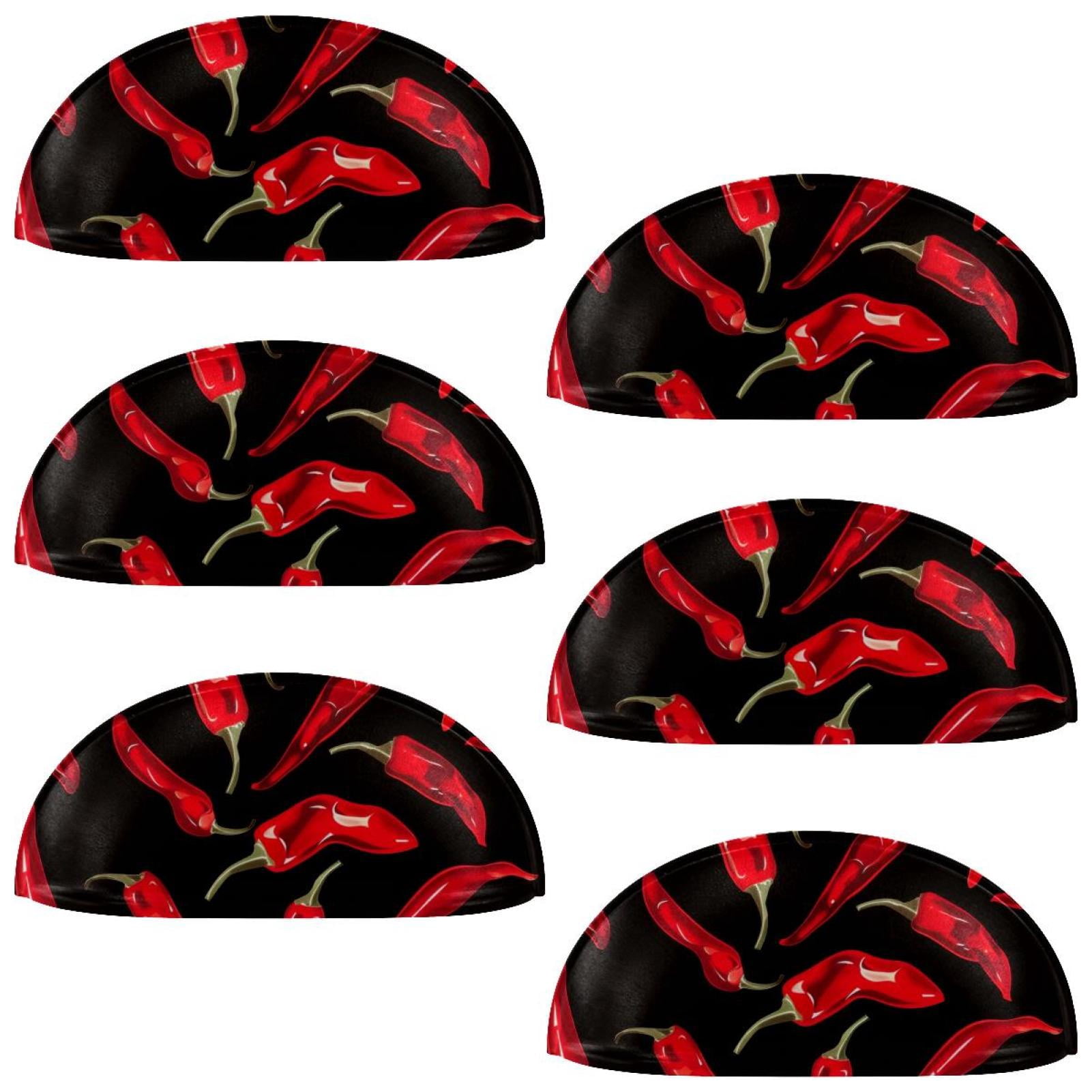 PhooArto 6 Pcs Cup Drawer Pulls, Red Chili Peppers Pattern Shell Shape Handles Cabinet Knobs for Dresser Cupboard Closet Wardrobe with Screws