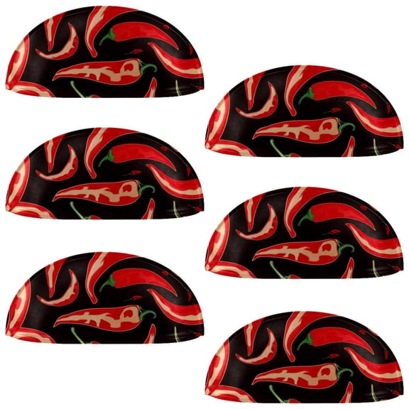 PhooArto 6 Pcs Cup Drawer Pulls, Red Chili Peppers Patterns Shell Shape Handles Cabinet Knobs for Dresser Cupboard Closet Wardrobe with Screws