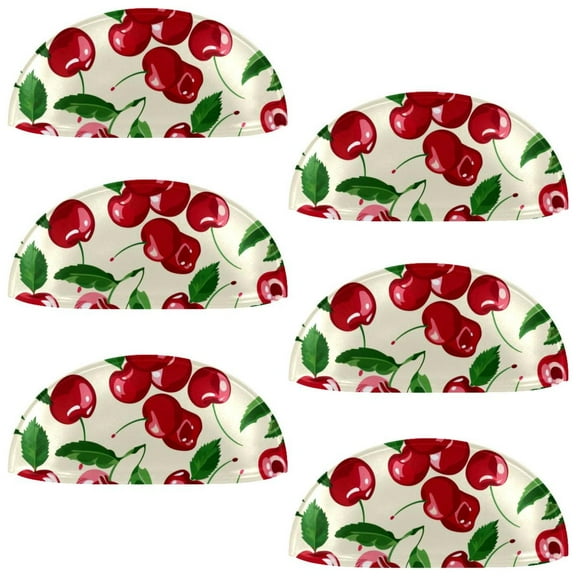 PhooArto 6 Pcs Cup Drawer Pulls, Red Fruit Cherry Pattern Shell Shape Handles Cabinet Knobs for Dresser Cupboard Closet Wardrobe with Screws