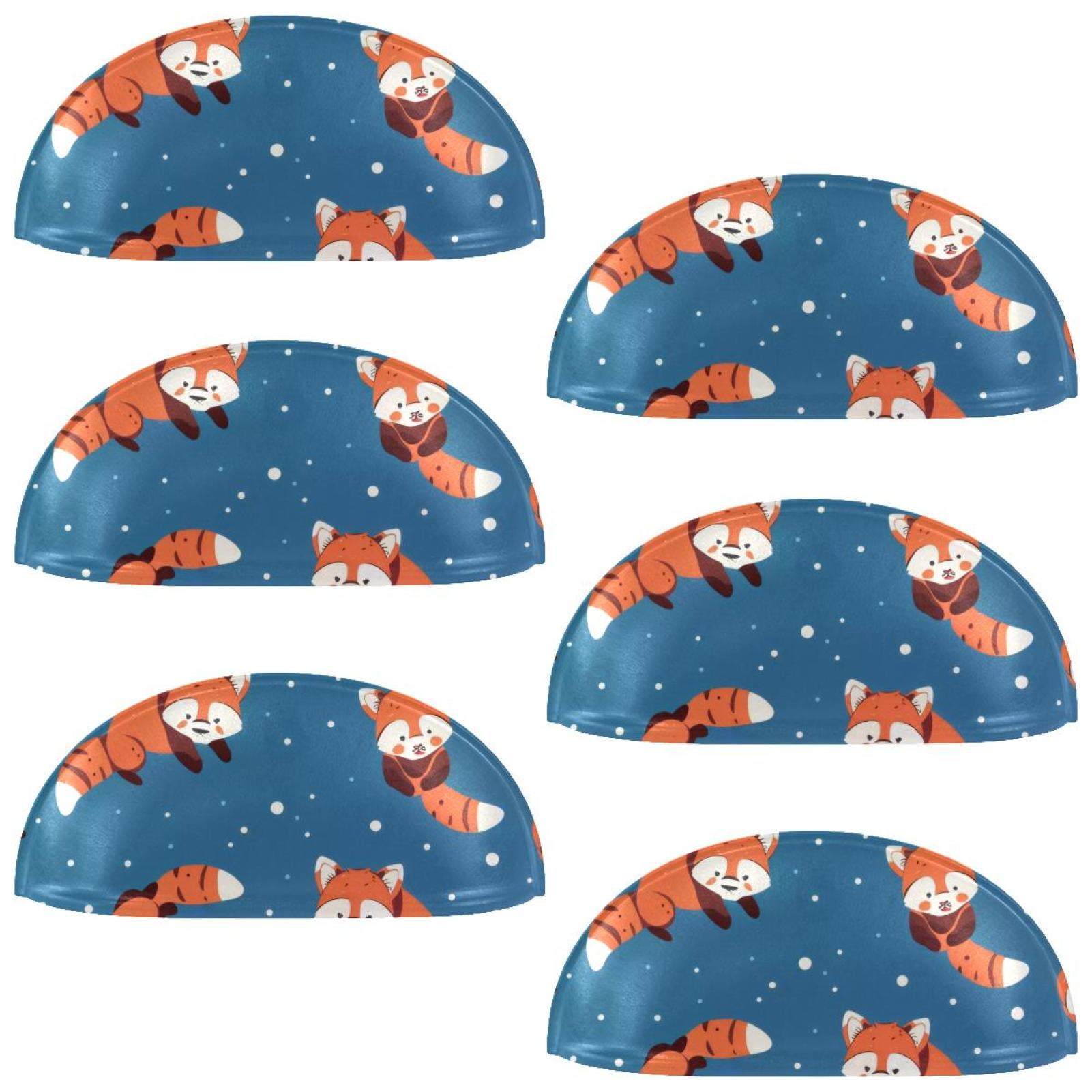 PhooArto 6 Pcs Cup Drawer Pulls, Red Panda Pattern Shell Shape Handles Cabinet Knobs for Dresser Cupboard Closet Wardrobe with Screws