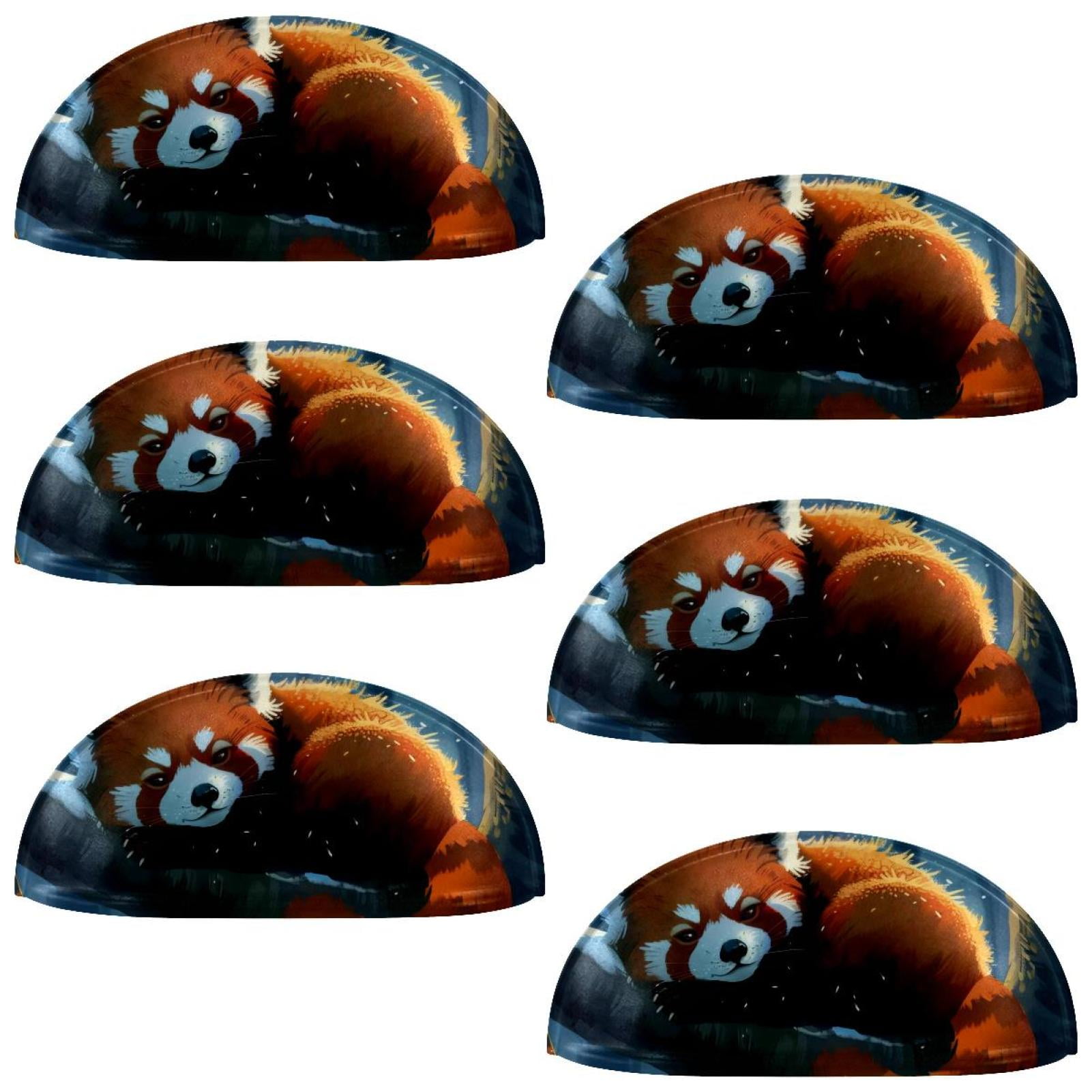 PhooArto 6 Pcs Cup Drawer Pulls, Red Panda on Tree Branches Shell Shape Handles Cabinet Knobs for Dresser Cupboard Closet Wardrobe with Screws