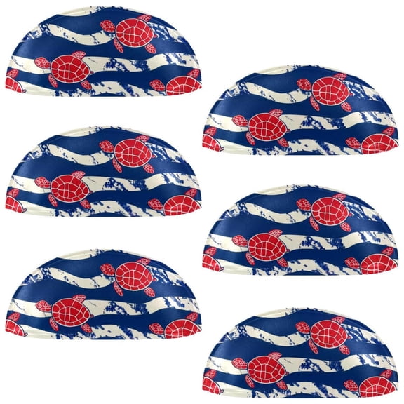 PhooArto 6 Pcs Cup Drawer Pulls, Red Sea Turtle on Wave Stripe Shell Shape Handles Cabinet Knobs for Dresser Cupboard Closet Wardrobe with Screws