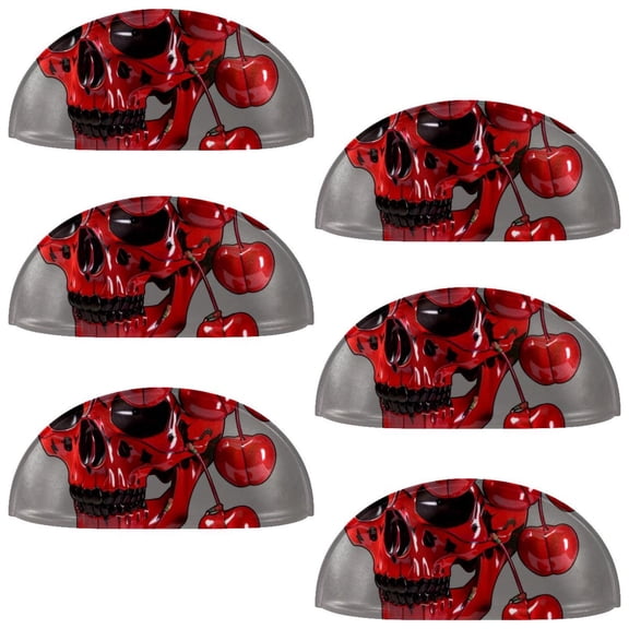 PhooArto 6 Pcs Cup Drawer Pulls, Red Skull Head Cherry Shell Shape Handles Cabinet Knobs for Dresser Cupboard Closet Wardrobe with Screws