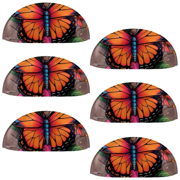 PhooArto 6 Pcs Cup Drawer Pulls, Retro Butterfly Floral Shell Shape Handles Cabinet Knobs for Dresser Cupboard Closet Wardrobe with Screws