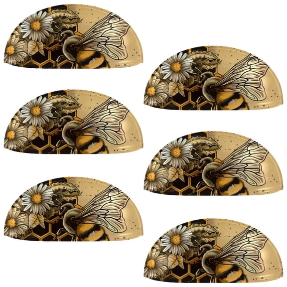 PhooArto 6 Pcs Cup Drawer Pulls, Retro Honey Bee Daisy Shell Shape Handles Cabinet Knobs for Dresser Cupboard Closet Wardrobe with Screws