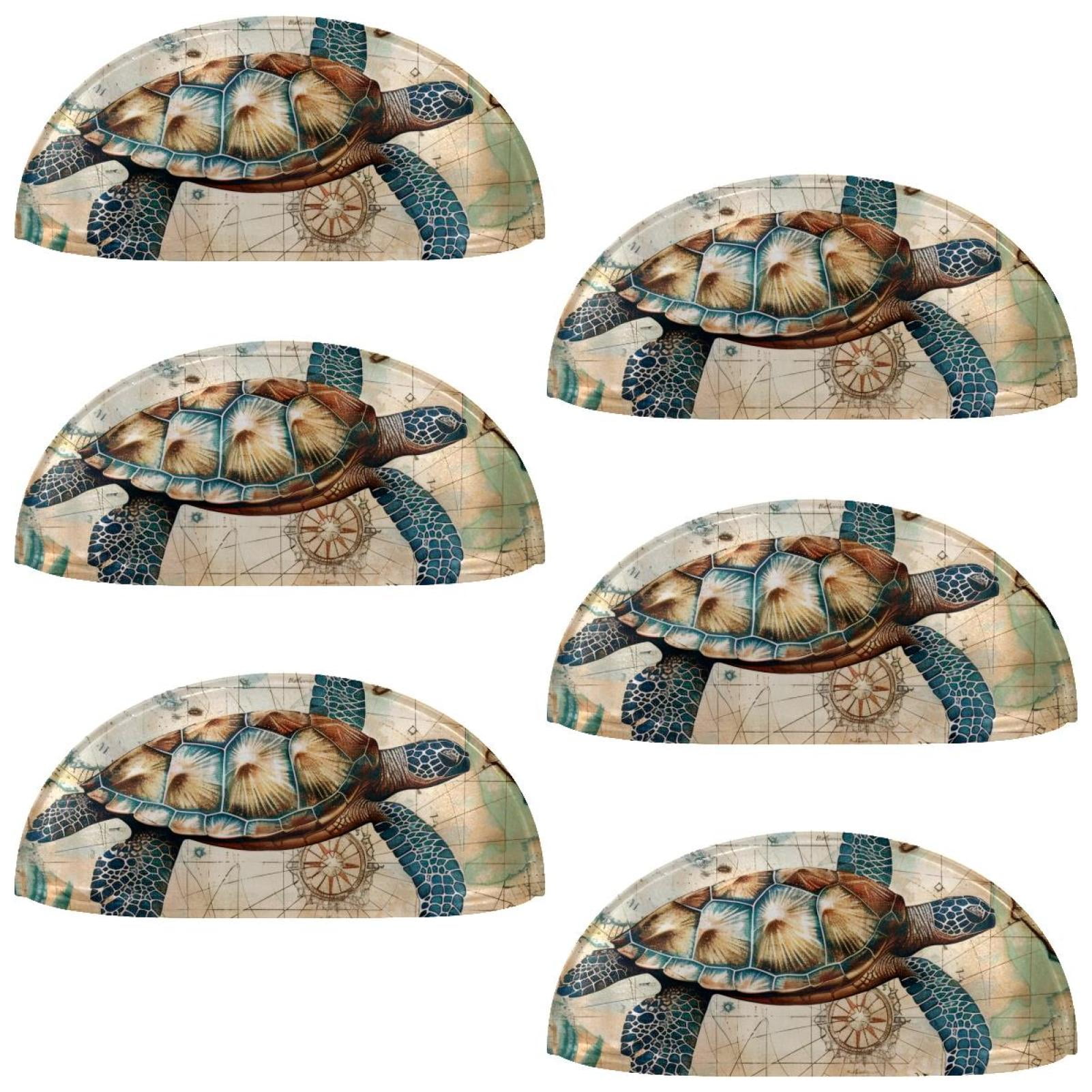 PhooArto 6 Pcs Cup Drawer Pulls, Retro Map Sea Turtle Shell Shape ...