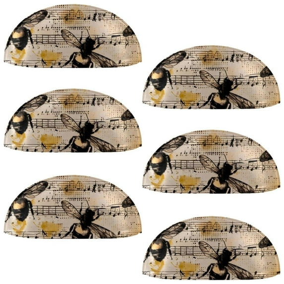 PhooArto 6 Pcs Cup Drawer Pulls, Retro Music Notes Bees Patetrn Shell Shape Handles Cabinet Knobs for Dresser Cupboard Closet Wardrobe with Screws