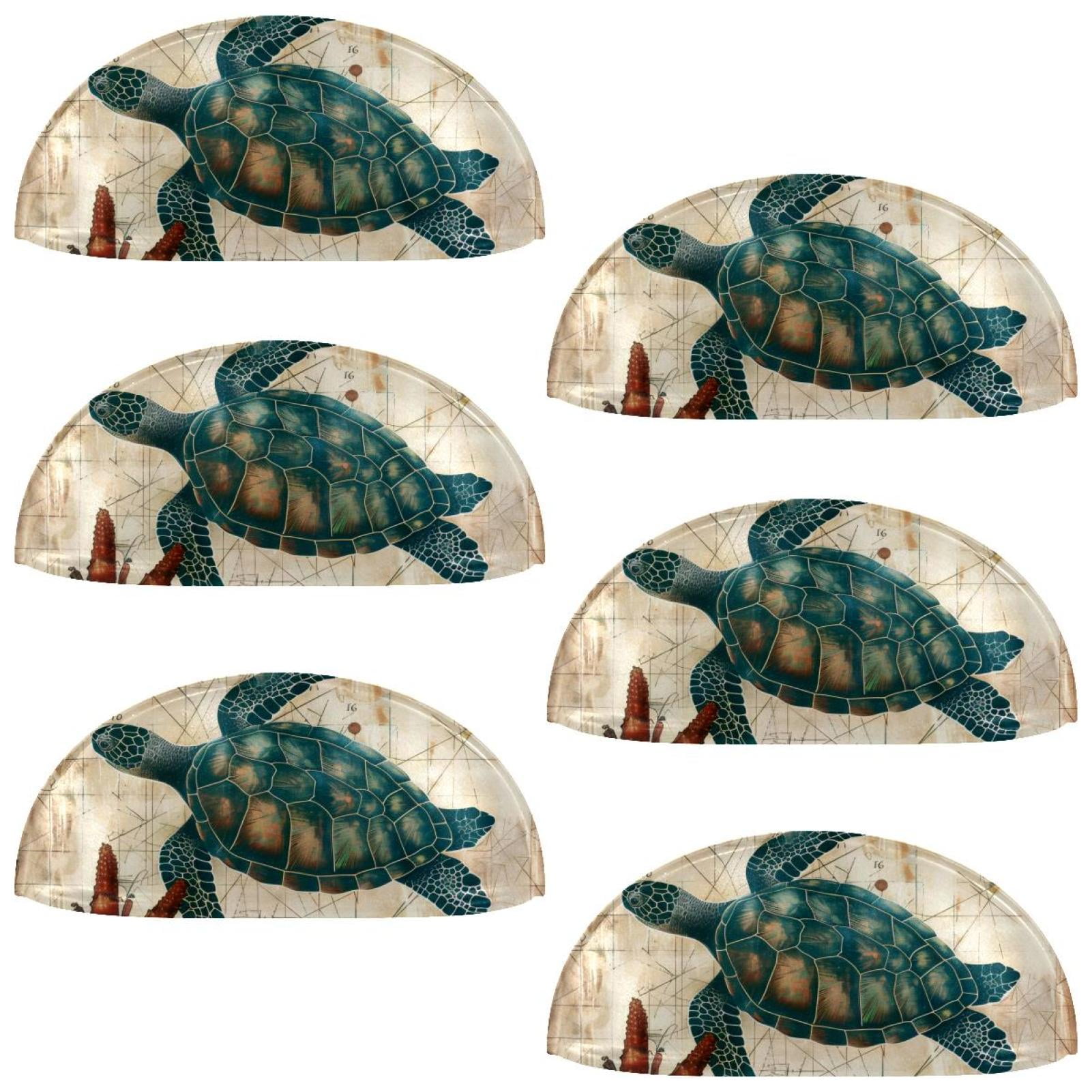 PhooArto 6 Pcs Cup Drawer Pulls, Retro Sea Turtle Shell Shape Handles Cabinet Knobs for Dresser Cupboard Closet Wardrobe with Screws