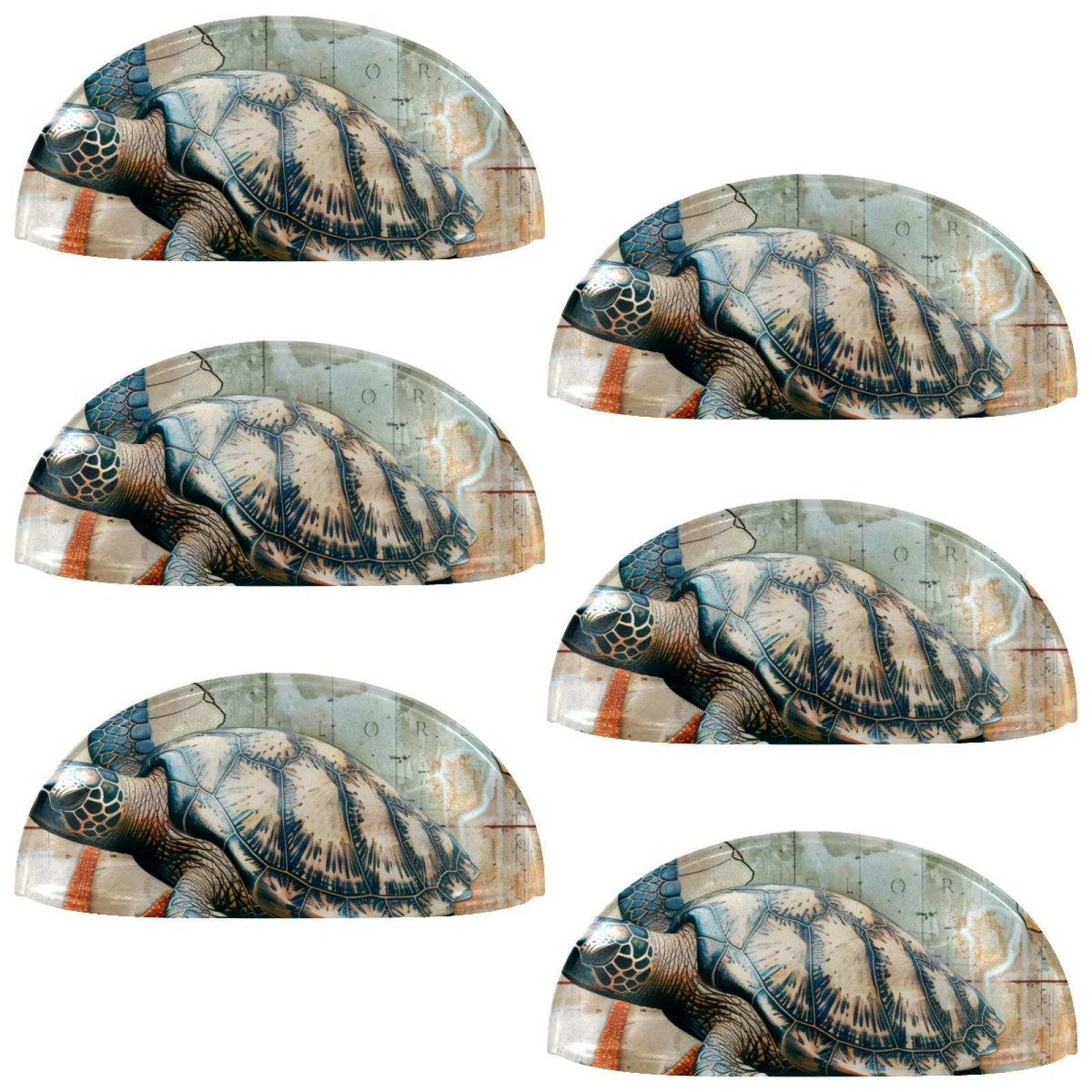 PhooArto 6 Pcs Cup Drawer Pulls, Retro Starfish Sea Turtle Shell Shape Handles Cabinet Knobs for Dresser Cupboard Closet Wardrobe with Screws